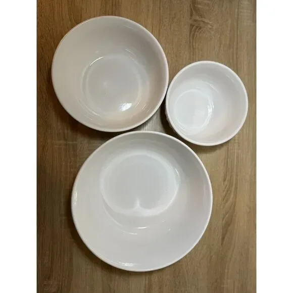 Totally Today White Embossed Nesting Bowls Minimalist French Country Cottagecore - Picture 2 of 11